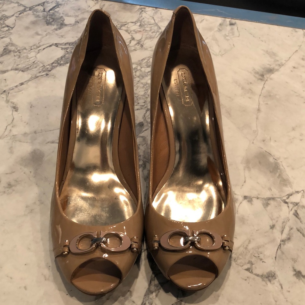 Nude paten heels